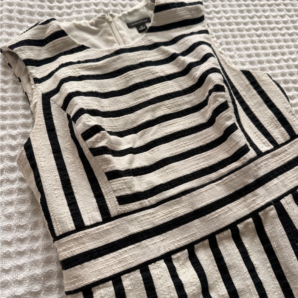 Ann Taylor Striped Sheath Black and White Dress